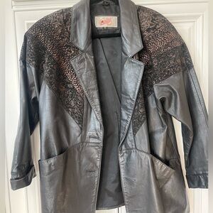 Vintage Adler 80s / 90s Black Suede Oversized Leather Jacket coat - Size small